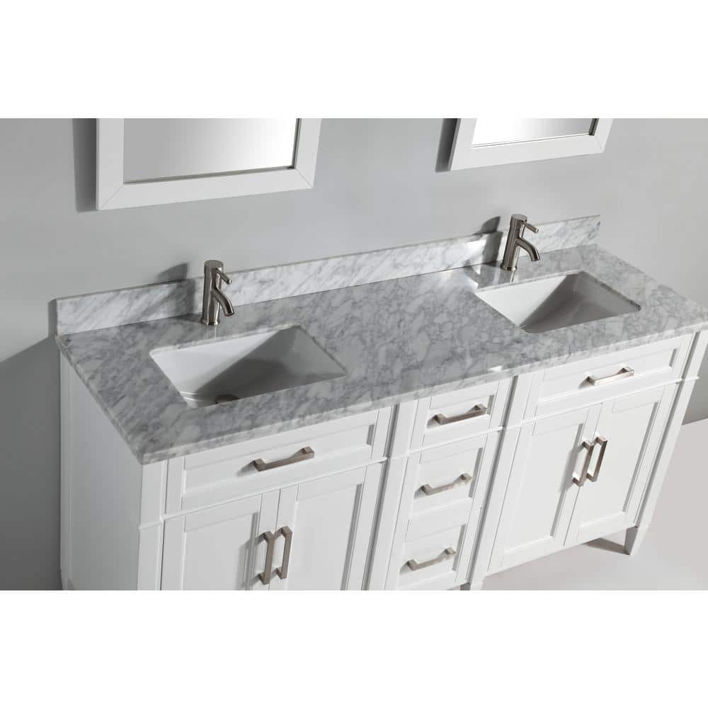 Vanity Art Savona 72 in. W x 22 in. D x 36 in. H Bath Vanity in White with Vanity Top in White with White Basin and Mirror