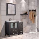 Vanity Art Brescia 36 in. W x 18.1 in. D x 35.8 in. H Single Basin Bathroom Vanity in Espresso with Top in White Ceramic and Mirror