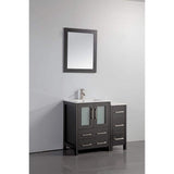Vanity Art Brescia 36 in. W x 18.1 in. D x 35.8 in. H Single Basin Bathroom Vanity in Espresso with Top in White Ceramic and Mirror