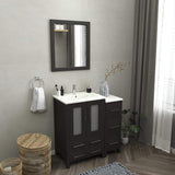 Vanity Art Brescia 36 in. W x 18.1 in. D x 35.8 in. H Single Basin Bathroom Vanity in Espresso with Top in White Ceramic and Mirror