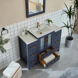 Vanity Art Brescia 48 in. W x 18.1 in. D x 35.8 in. H Single Basin Bathroom Vanity in Blue with Top in White Ceramic and Mirror