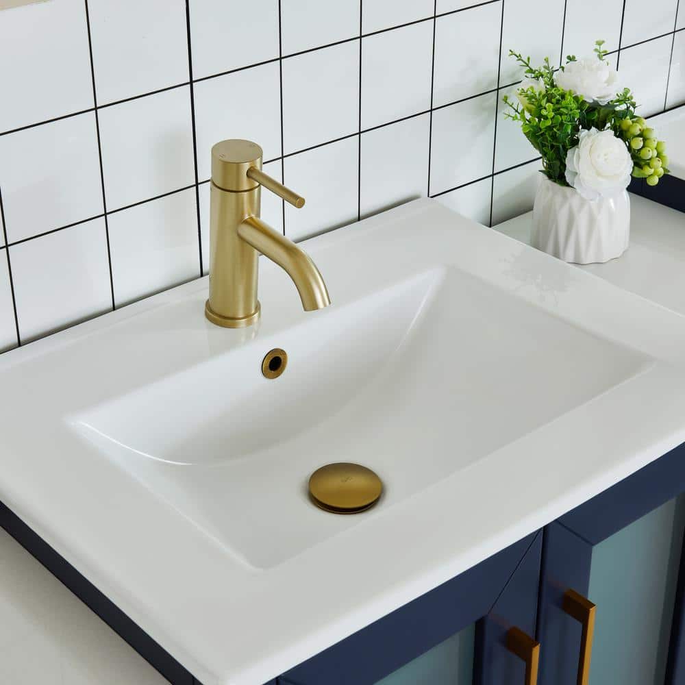Vanity Art Brescia 48 in. W x 18.1 in. D x 35.8 in. H Single Basin Bathroom Vanity in Blue with Top in White Ceramic and Mirror
