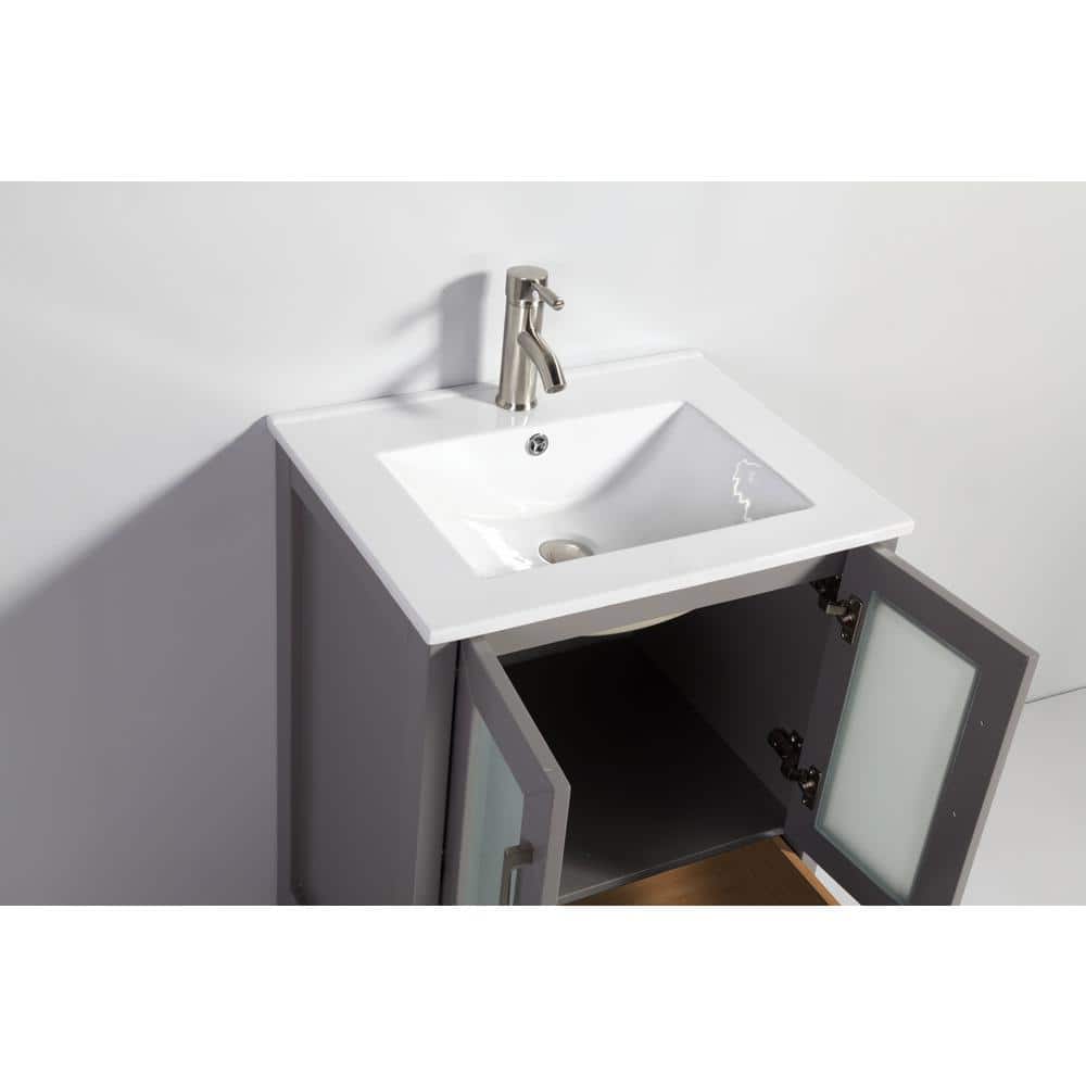 Vanity Art Brescia 60 in. W x 18.1 in. D x 35.8 in. H Double Basin Bathroom Vanity in Grey with Top in White Ceramic and Mirror