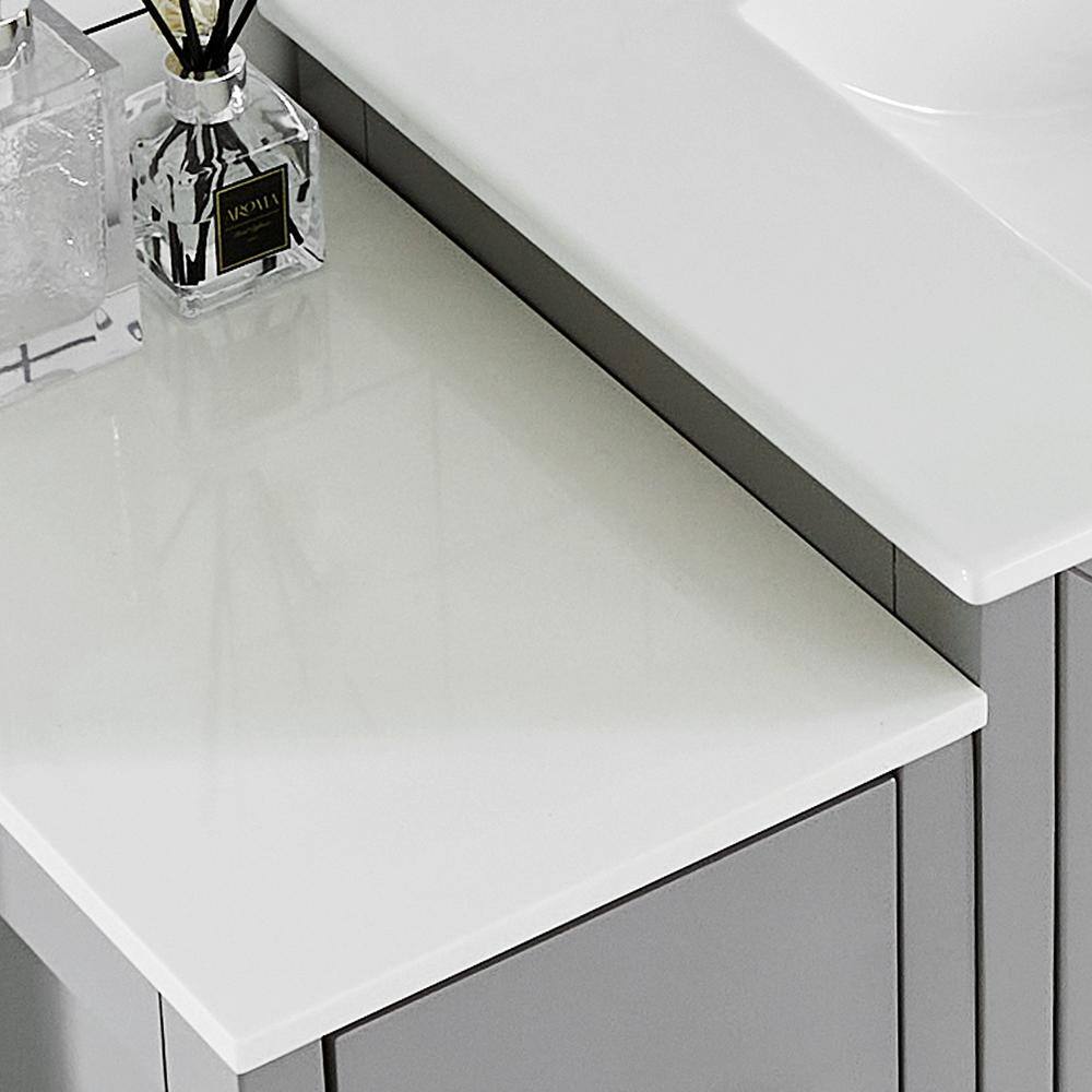 Vanity Art Brescia 60 in. W x 18.1 in. D x 35.8 in. H Double Basin Bathroom Vanity in Grey with Top in White Ceramic and Mirror