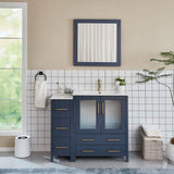 Vanity Art Brescia 42 in. W x 18 in. D x 36 in. H Single Sink Bath Vanity in Blue with White Ceramic Top and Mirror