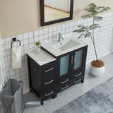 Vanity Art 42 in. W x 18 in. D x 36 in. H Bathroom Vanity in Espresso with Single Basin Vanity Top in White Ceramic and Mirror