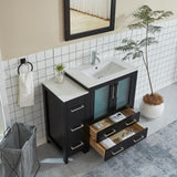 Vanity Art 42 in. W x 18 in. D x 36 in. H Bathroom Vanity in Espresso with Single Basin Vanity Top in White Ceramic and Mirror