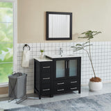 Vanity Art 42 in. W x 18 in. D x 36 in. H Bathroom Vanity in Espresso with Single Basin Vanity Top in White Ceramic and Mirror