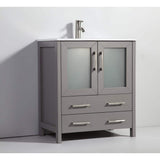 Vanity Art Brescia 42 in. W x 18 in. D x 36 in. H Bathroom Vanity in Grey with Single Basin White Ceramic Top and Mirror