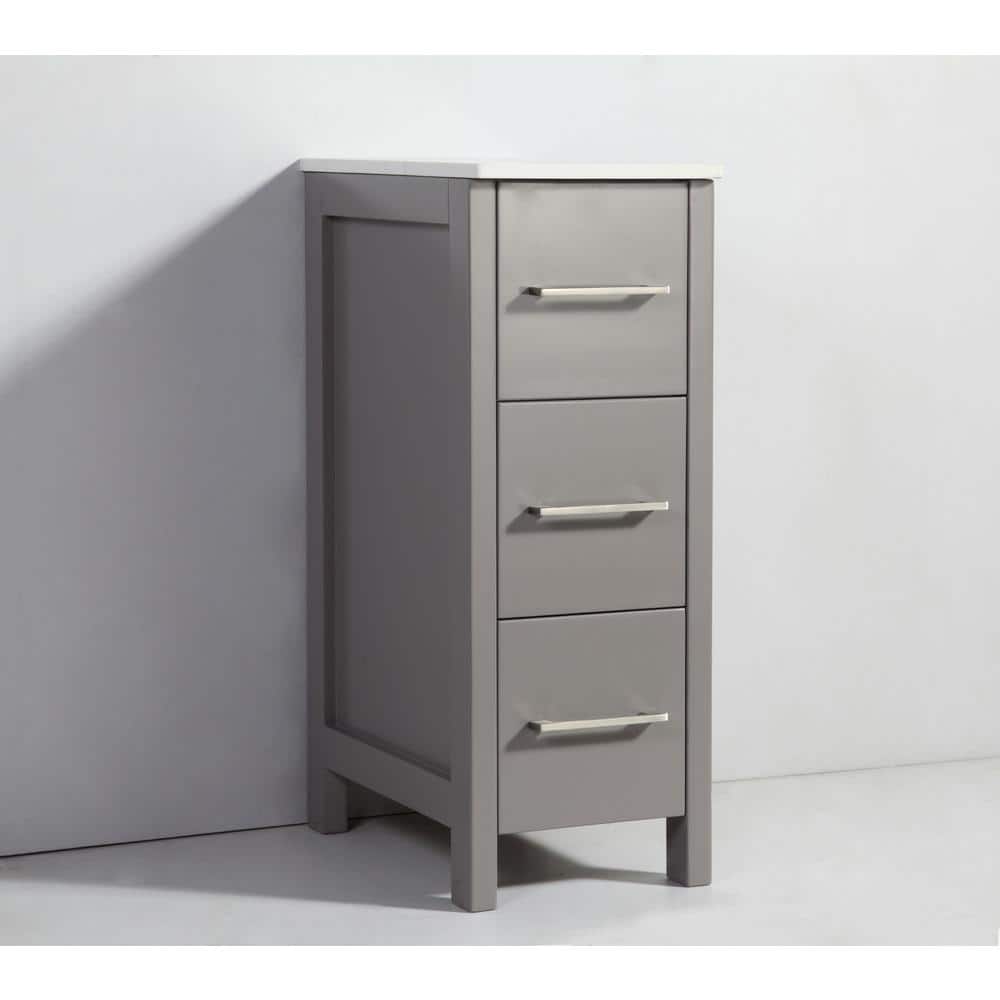 Vanity Art Brescia 42 in. W x 18 in. D x 36 in. H Bathroom Vanity in Grey with Single Basin White Ceramic Top and Mirror