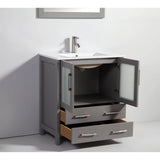 Vanity Art Brescia 42 in. W x 18 in. D x 36 in. H Bathroom Vanity in Grey with Single Basin White Ceramic Top and Mirror