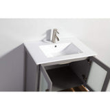 Vanity Art Brescia 42 in. W x 18 in. D x 36 in. H Bathroom Vanity in Grey with Single Basin White Ceramic Top and Mirror