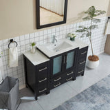 Vanity Art Brescia 54 in. W x 18 in. D x 36 in. H Bathroom Vanity in Espresso with Vanity Top in White with White Basin and Mirror