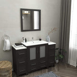 Vanity Art Brescia 54 in. W x 18 in. D x 36 in. H Bathroom Vanity in Espresso with Vanity Top in White with White Basin and Mirror