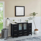 Vanity Art Brescia 54 in. W x 18 in. D x 36 in. H Bathroom Vanity in Espresso with Vanity Top in White with White Basin and Mirror