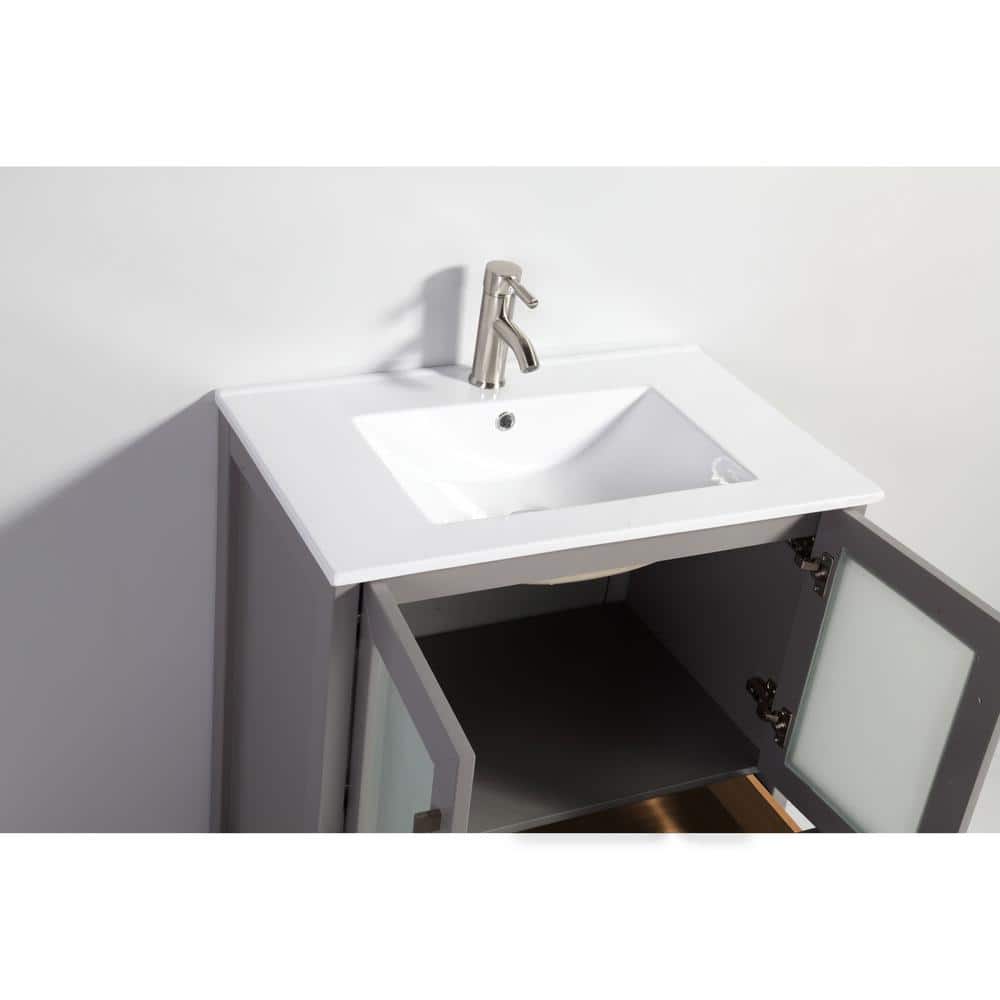 Vanity Art Brescia 54 in. W x 18 in. D x 36 in. H Bathroom Vanity in Grey with Vanity Top in White with White Basin and Mirror