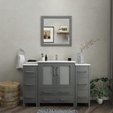 Vanity Art Brescia 54 in. W x 18 in. D x 36 in. H Bathroom Vanity in Grey with Vanity Top in White with White Basin and Mirror
