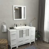 Vanity Art Brescia 54 in. W x 18 in. D x 36 in. H Bathroom Vanity in White with Vanity Top in White with White Basin and Mirror