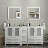 Vanity Art Brescia 72 in. W x 18 in. D x 36 in. H Bath Vanity in White with Vanity Top in White with White Basin and Mirror