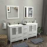 Vanity Art Brescia 72 in. W x 18 in. D x 36 in. H Bath Vanity in White with Vanity Top in White with White Basin and Mirror