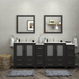 Vanity Art 84 in. W x 18 in. D x 36 in. H Bathroom Vanity in Espresso with Double Basin Vanity Top in White Ceramic and Mirrors
