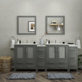 Vanity Art Brescia 84 in. W x 18 in. D x 36 in. H Bath Vanity in Grey with Vanity Top in White with White Basin and Mirror