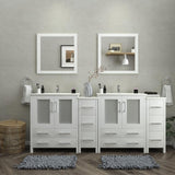Vanity Art Brescia 84 in. W x 18 in. D x 36 in. H Bath Vanity in White with Vanity Top in White with White Basin and Mirror