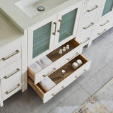 Vanity Art Brescia 84 in. W x 18 in. D x 36 in. H Bath Vanity in White with Vanity Top in White with White Basin and Mirror