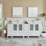 Vanity Art Brescia 84 in. W x 18 in. D x 36 in. H Bath Vanity in White with Vanity Top in White with White Basin and Mirror