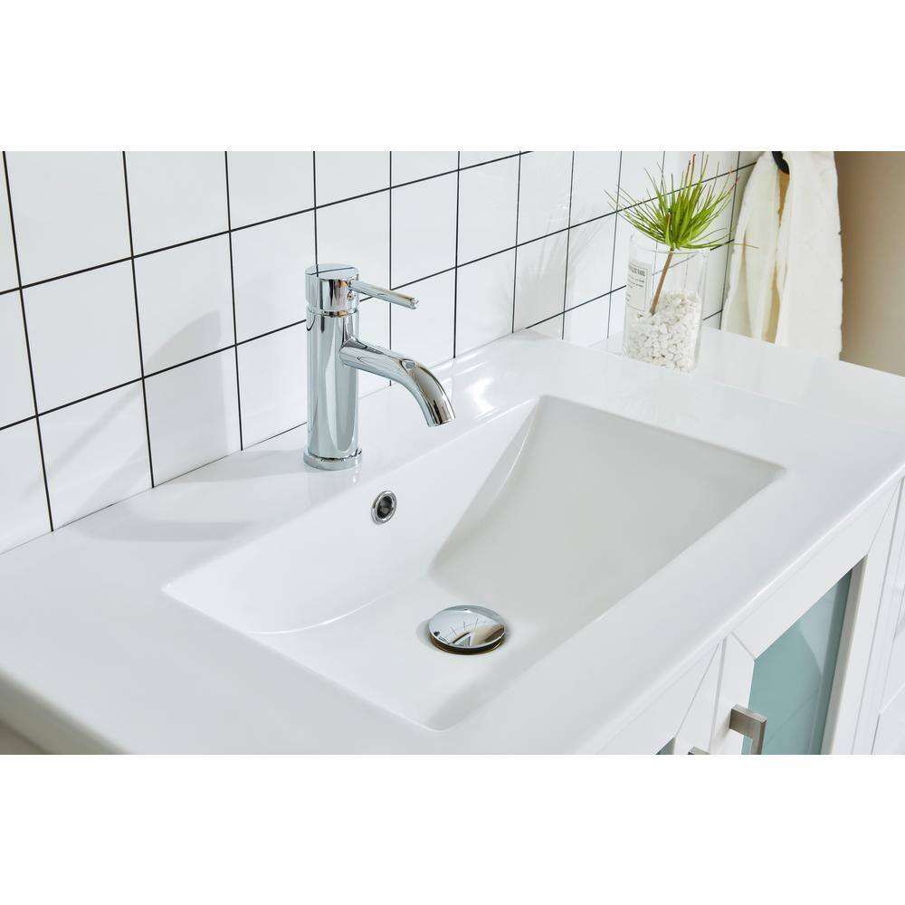 Vanity Art Brescia 84 in. W x 18 in. D x 36 in. H Bath Vanity in White with Vanity Top in White with White Basin and Mirror