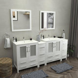 Vanity Art Brescia 84 in. W x 18 in. D x 36 in. H Bath Vanity in White with Vanity Top in White with White Basin and Mirror