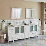 Vanity Art Brescia 84 in. W x 18 in. D x 36 in. H Bath Vanity in White with Vanity Top in White with White Basin and Mirror