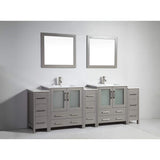 Vanity Art Brescia 96 in. W x 18 in. D x 36 in. H Bath Vanity in Grey with Vanity Top in White with White Basin and Mirror