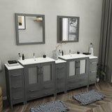 Vanity Art Brescia 96 in. W x 18 in. D x 36 in. H Bath Vanity in Grey with Vanity Top in White with White Basin and Mirror