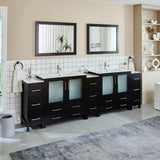 Vanity Art Brescia 108 in. W x 18 in. D x 36 in. H Bathroom Vanity in Espresso with Double Basin Top in White Ceramic and Mirrors