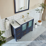 Vanity Art Brescia 48 in. W x 18 in. D x 36 in. H Single Sink Bathroom Vanity in Blue with White Ceramic Top and Mirror
