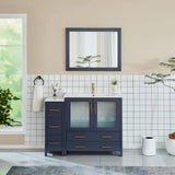 Vanity Art Brescia 48 in. W x 18 in. D x 36 in. H Single Sink Bathroom Vanity in Blue with White Ceramic Top and Mirror