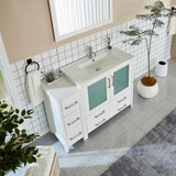 Vanity Art Brescia 48 in. W x 18 in. D x 36 in. H Bathroom Vanity in Espresso with Single Basin Vanity Top in White Ceramic and Mirror