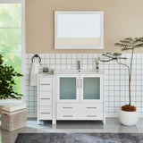 Vanity Art Brescia 48 in. W x 18 in. D x 36 in. H Bathroom Vanity in Espresso with Single Basin Vanity Top in White Ceramic and Mirror