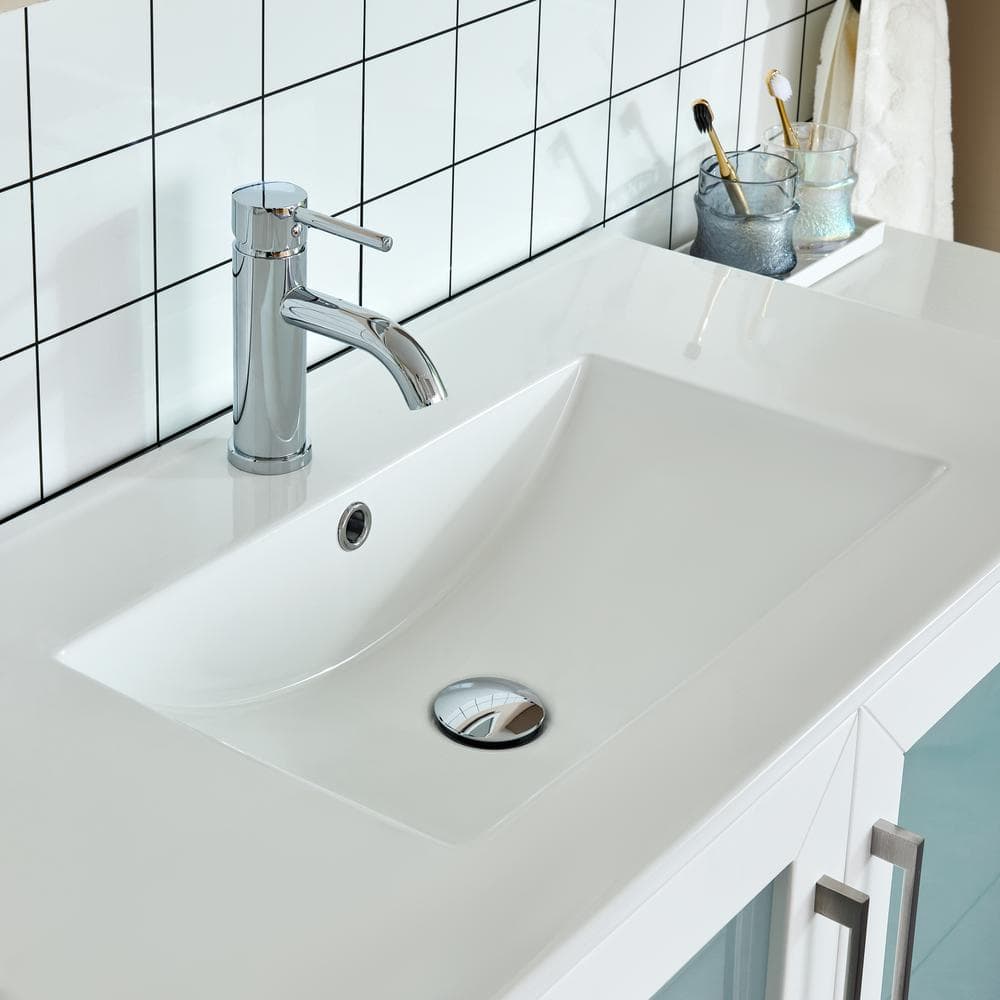 Vanity Art Brescia 48 in. W x 18 in. D x 36 in. H Bathroom Vanity in Espresso with Single Basin Vanity Top in White Ceramic and Mirror