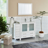 Vanity Art Brescia 48 in. W x 18 in. D x 36 in. H Bathroom Vanity in Espresso with Single Basin Vanity Top in White Ceramic and Mirror
