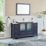 Vanity Art Brescia 60 in. W x 18 in. D x 36 in. H Single Sink Bathroom Vanity in Blue with White Ceramic Top and Mirror