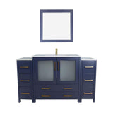 Vanity Art Brescia 60 in. W x 18 in. D x 36 in. H Single Sink Bathroom Vanity in Blue with White Ceramic Top and Mirror