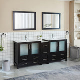 Vanity Art Brescia 84 in. W x 18 in. D x 36 in. H Bath Vanity in Espresso with Vanity Top in White with White Basin and Mirror