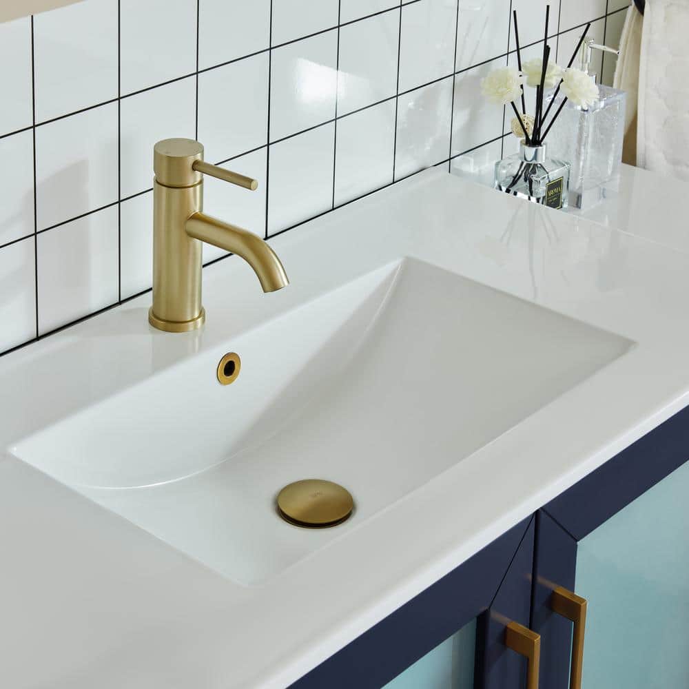 Vanity Art Brescia 36 in. W x 18 in. D x 36 in. H Single Sink Bathroom Vanity in Blue with White Ceramic Top and Mirror