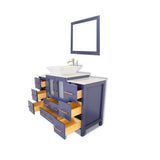 Vanity Art Ravenna 48 in. W Single Basin Bathroom Vanity in Blue with White Top in Engineered Marble Top and Mirror