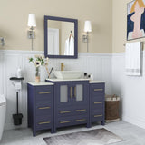 Vanity Art Ravenna 48 in. W Single Basin Bathroom Vanity in Blue with White Top in Engineered Marble Top and Mirror