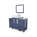 Vanity Art Ravenna 48 in. W Single Basin Bathroom Vanity in Blue with White Top in Engineered Marble Top and Mirror