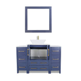 Vanity Art Ravenna 48 in. W Single Basin Bathroom Vanity in Blue with White Top in Engineered Marble Top and Mirror