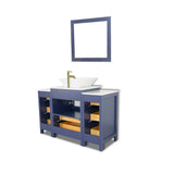 Vanity Art Ravenna 48 in. W Single Basin Bathroom Vanity in Blue with White Top in Engineered Marble Top and Mirror